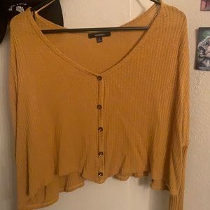 Mustard yellow long sleeve crop top